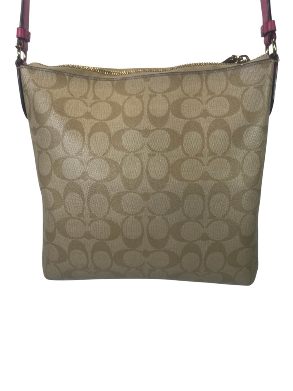 COACH C1554 - ROWAN FILE BAG IN SIGNATURE CANVAS /KHAKI/PINK CROSSBODY - Picture 2 of 12
